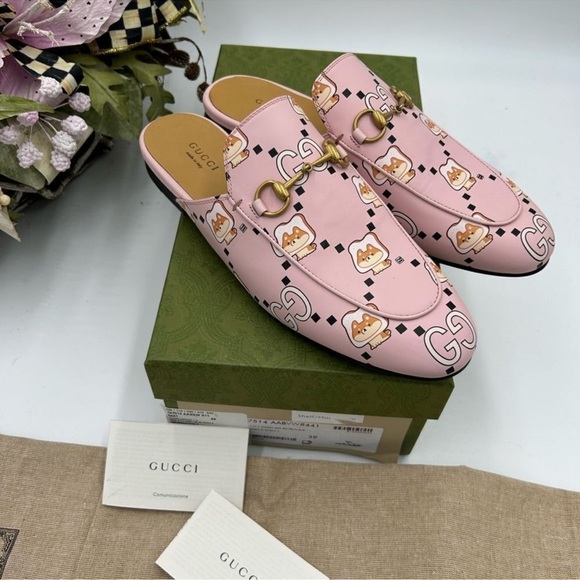 Women’s Gucci, animal print Princetown mules size 39 made in Italy - Picture 3 of 9